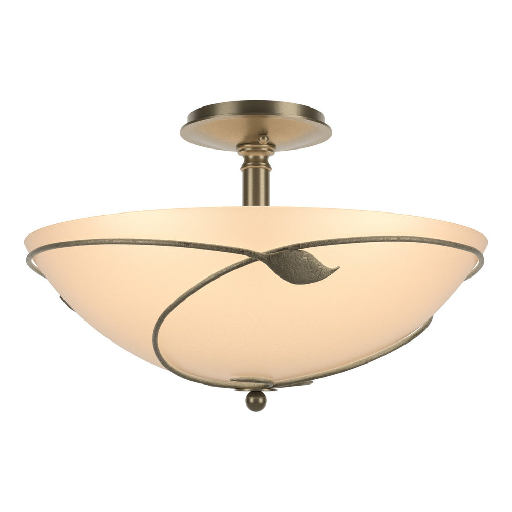 Hubbardton Forge - Three Light Semi-Flush Mount - Leaf - Soft Gold- Union Lighting Luminaires Decor