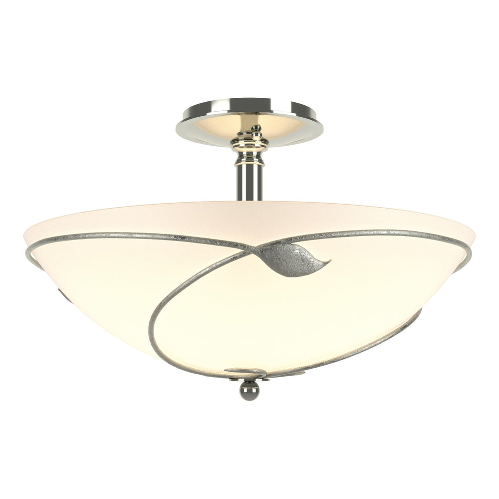 Hubbardton Forge - Three Light Semi-Flush Mount - Leaf - Sterling- Union Lighting Luminaires Decor