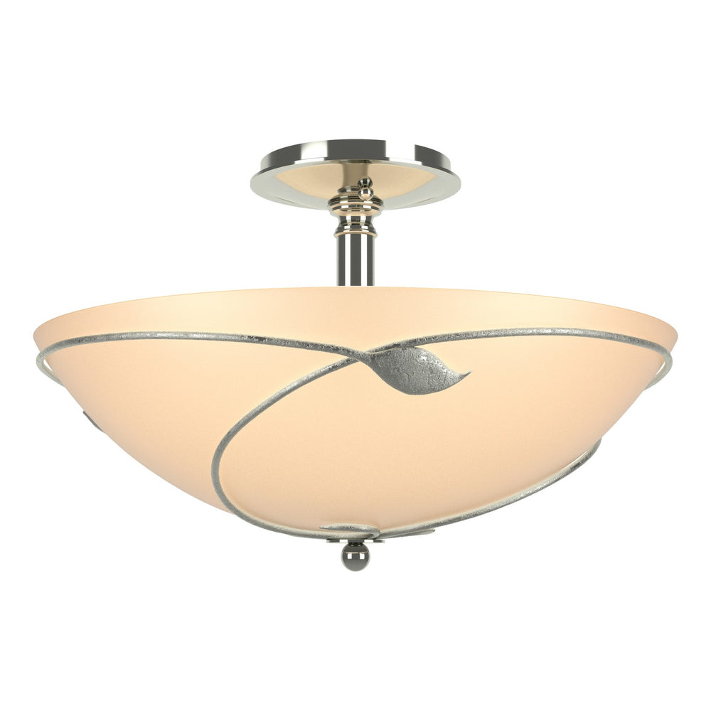 Hubbardton Forge - Three Light Semi-Flush Mount - Leaf - Sterling- Union Lighting Luminaires Decor