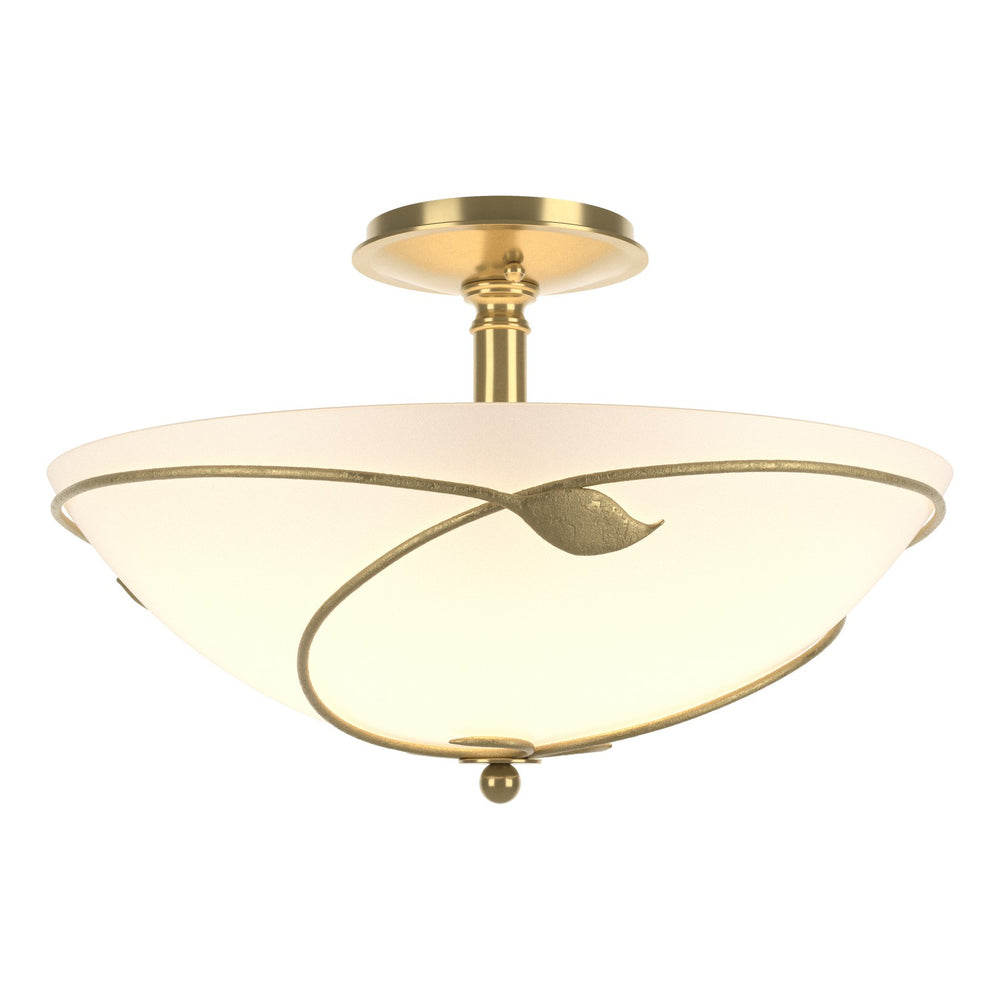 Hubbardton Forge - Three Light Semi Flush Mount - Leaf - Modern Brass- Union Lighting Luminaires Decor