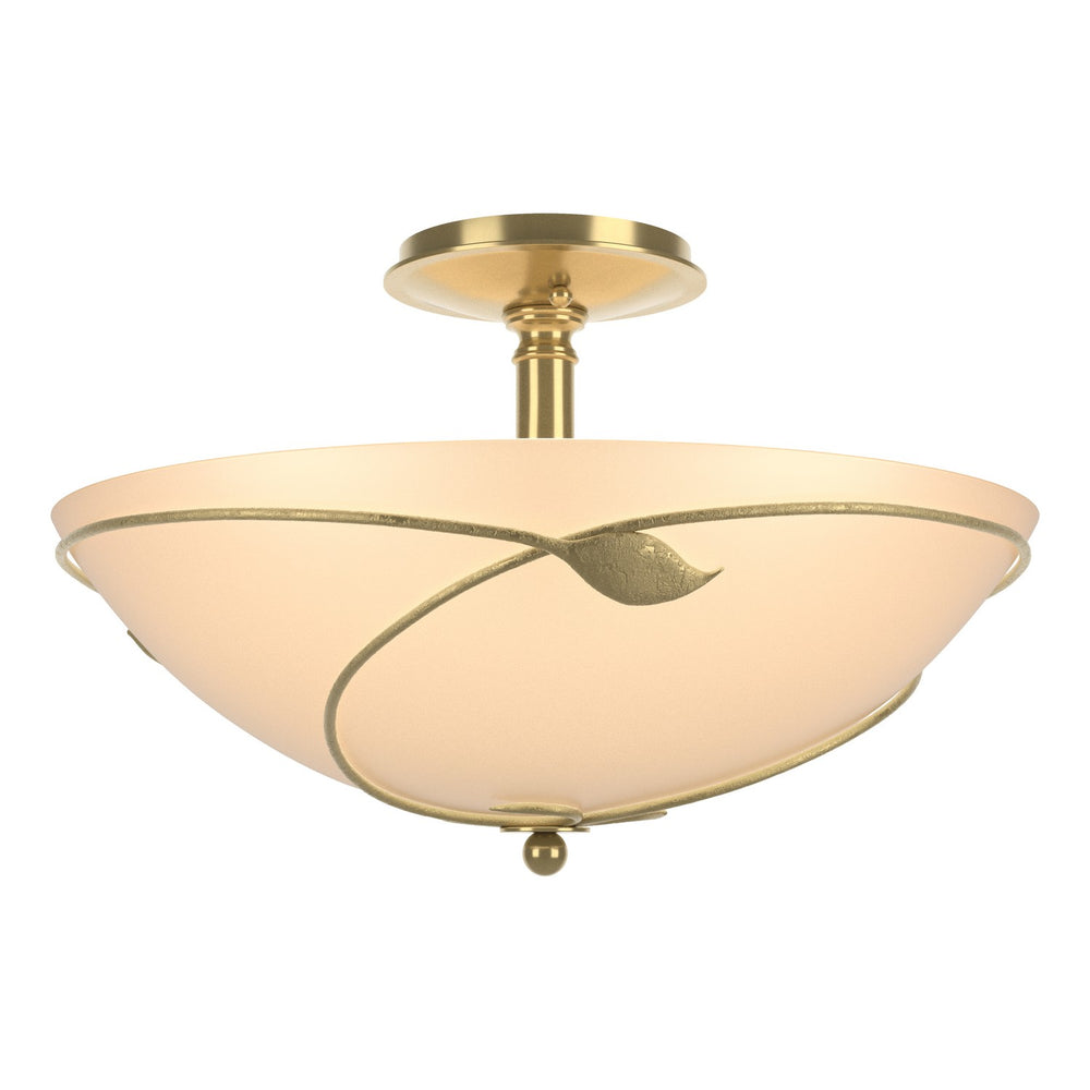 Hubbardton Forge - Three Light Semi Flush Mount - Leaf - Modern Brass- Union Lighting Luminaires Decor