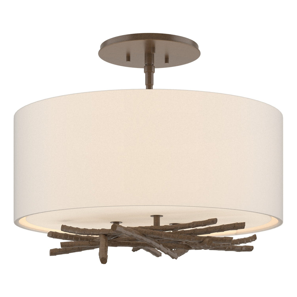 Hubbardton Forge - Three Light Semi-Flush Mount - Brindille - Bronze- Union Lighting Luminaires Decor