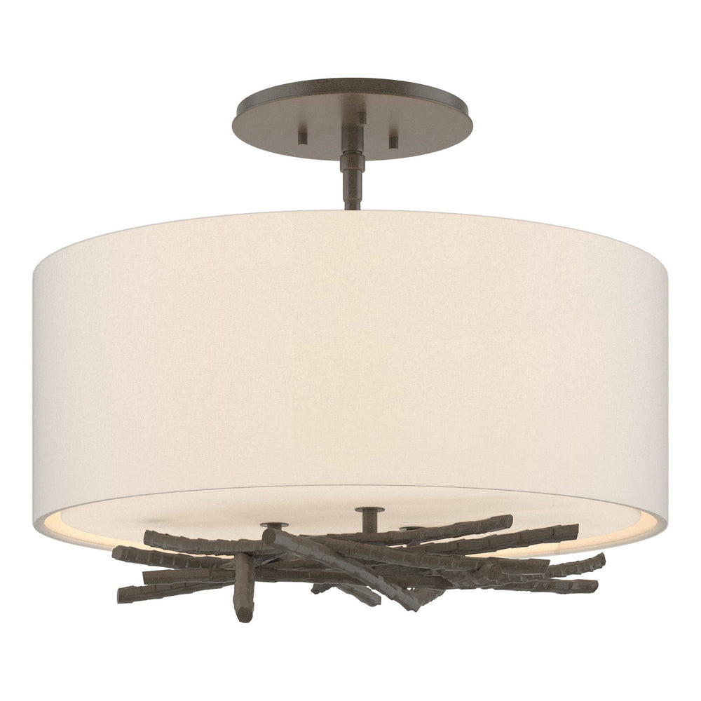 Hubbardton Forge - Three Light Semi-Flush Mount - Brindille - Dark Smoke- Union Lighting Luminaires Decor