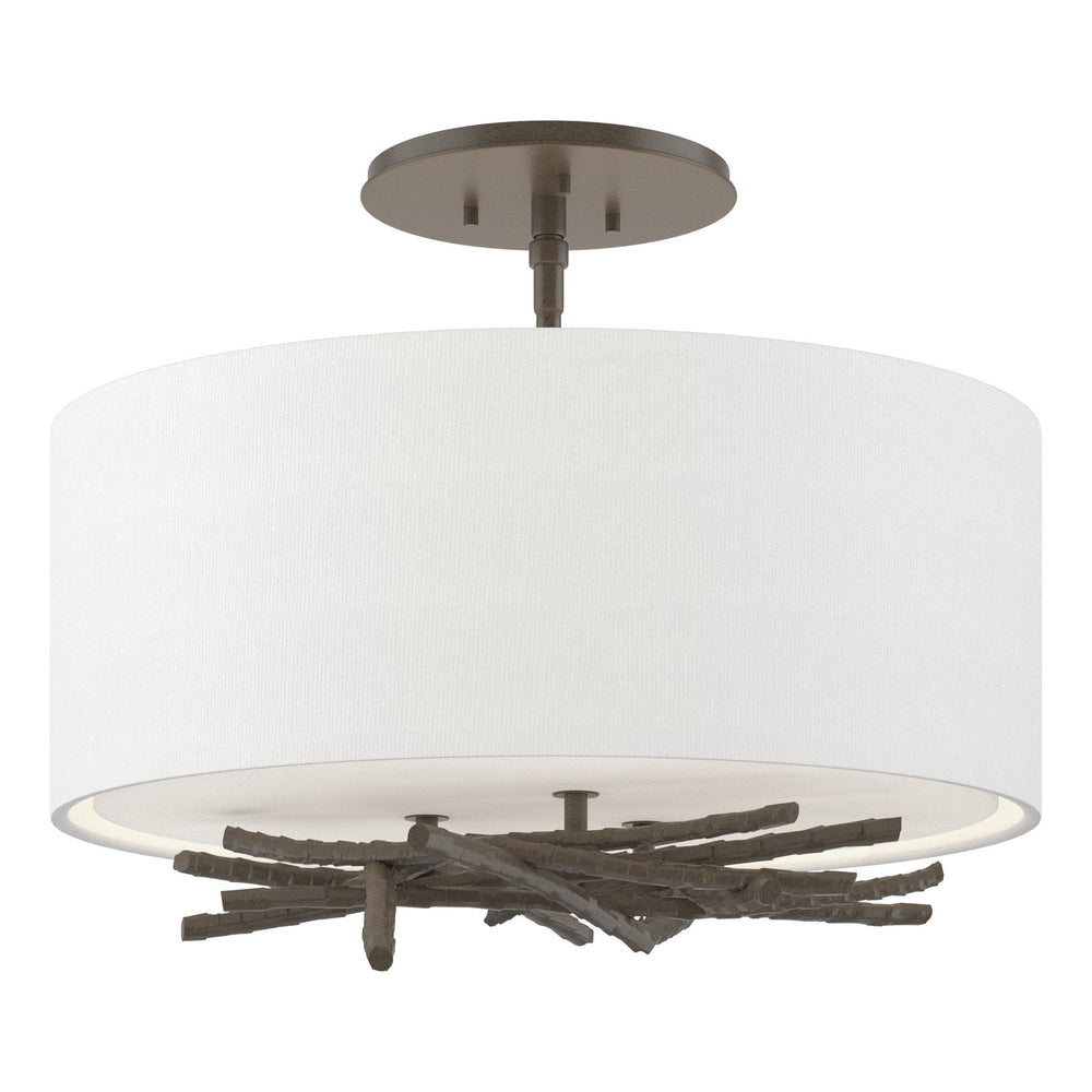 Hubbardton Forge - Three Light Semi-Flush Mount - Brindille - Dark Smoke- Union Lighting Luminaires Decor
