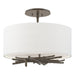 Hubbardton Forge - Three Light Semi-Flush Mount - Brindille - Dark Smoke- Union Lighting Luminaires Decor