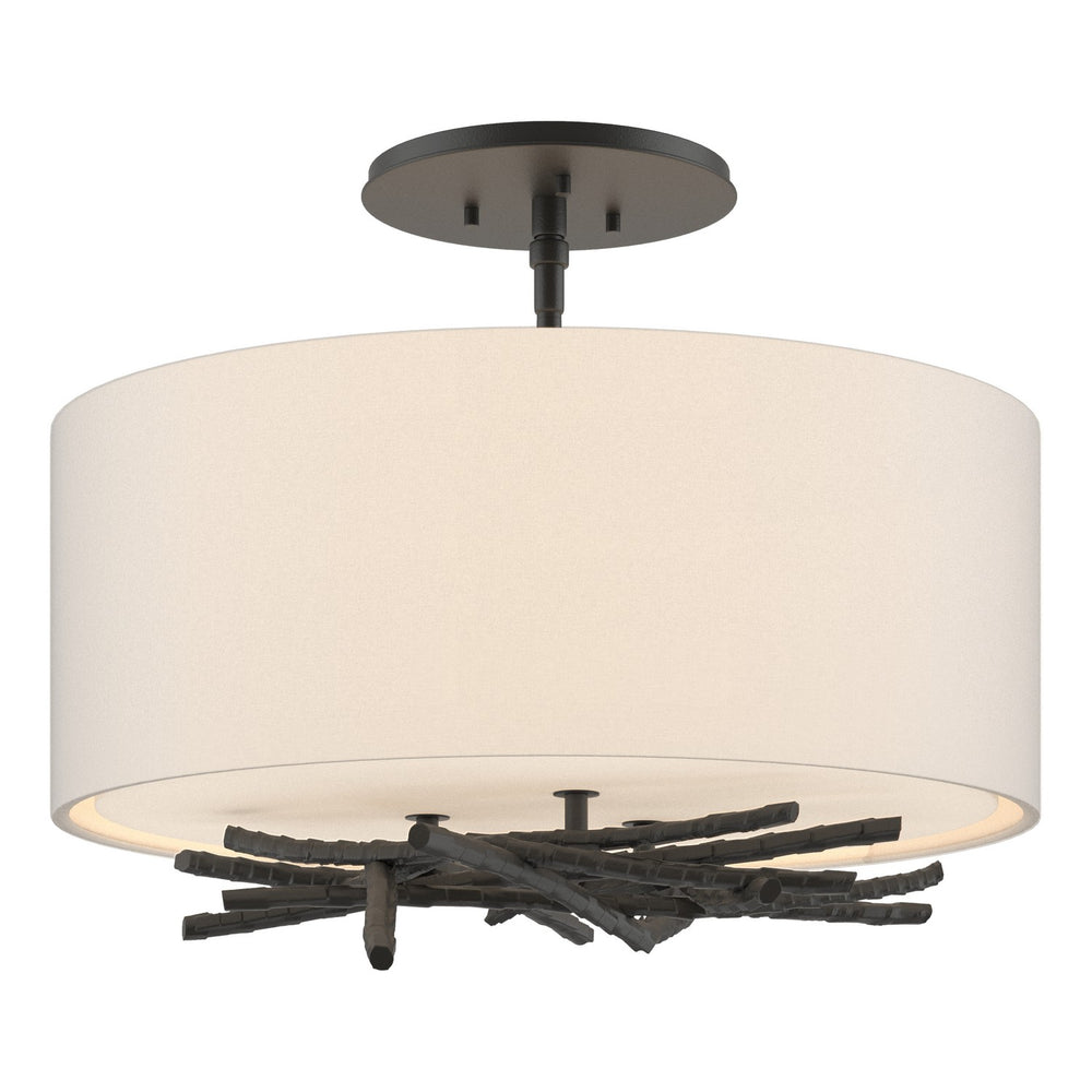 Hubbardton Forge - Three Light Semi-Flush Mount - Brindille - Black- Union Lighting Luminaires Decor