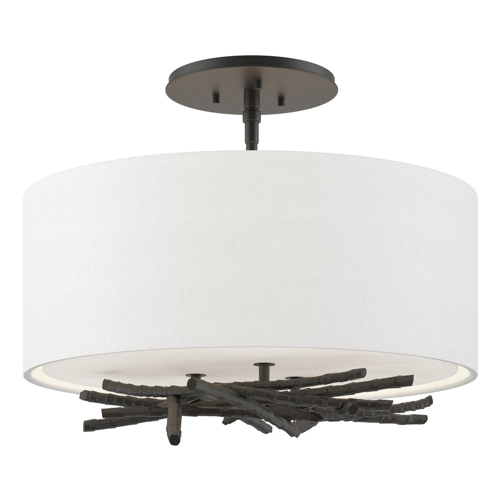 Hubbardton Forge - Three Light Semi-Flush Mount - Brindille - Black- Union Lighting Luminaires Decor