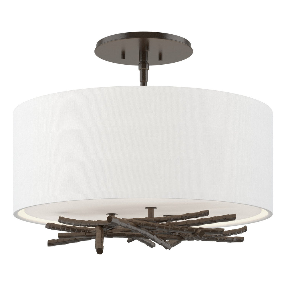 Hubbardton Forge - Three Light Semi Flush Mount - Brindille - Oil Rubbed Bronze- Union Lighting Luminaires Decor