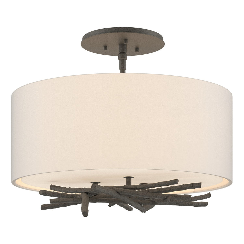 Hubbardton Forge - Three Light Semi-Flush Mount - Brindille - Natural Iron- Union Lighting Luminaires Decor