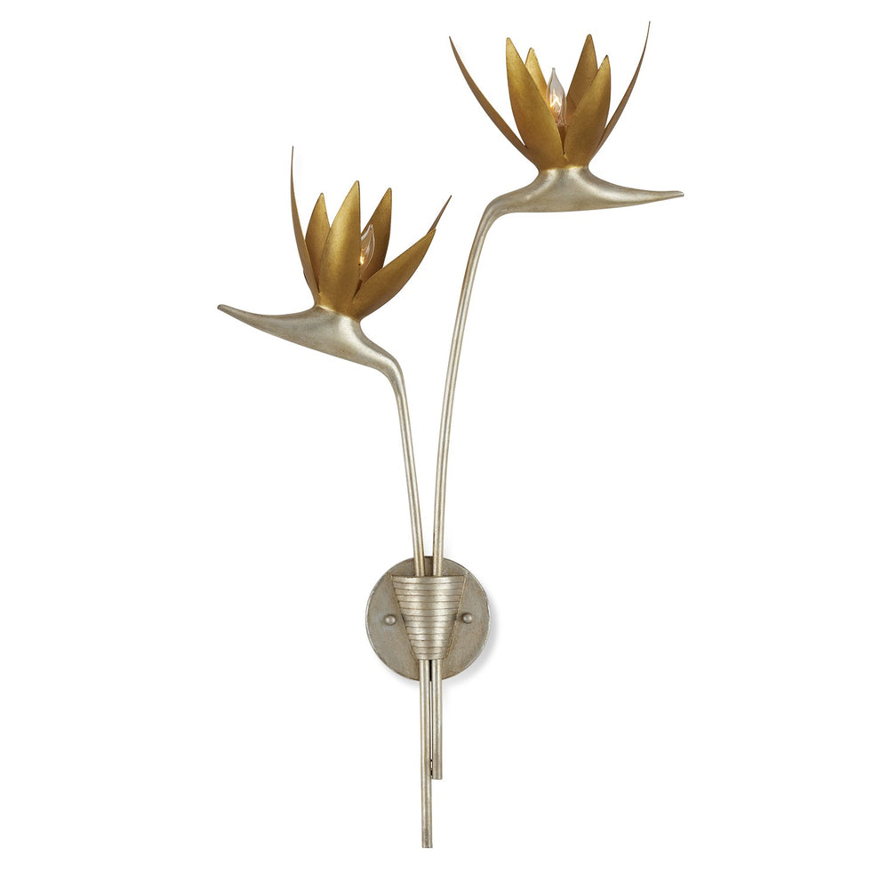 Currey and Company - Two Light Wall Sconce - Paradiso Collection - Contemporary Silver Leaf/Contemporary Gold Leaf/Gold- Union Lighting Luminaires Decor