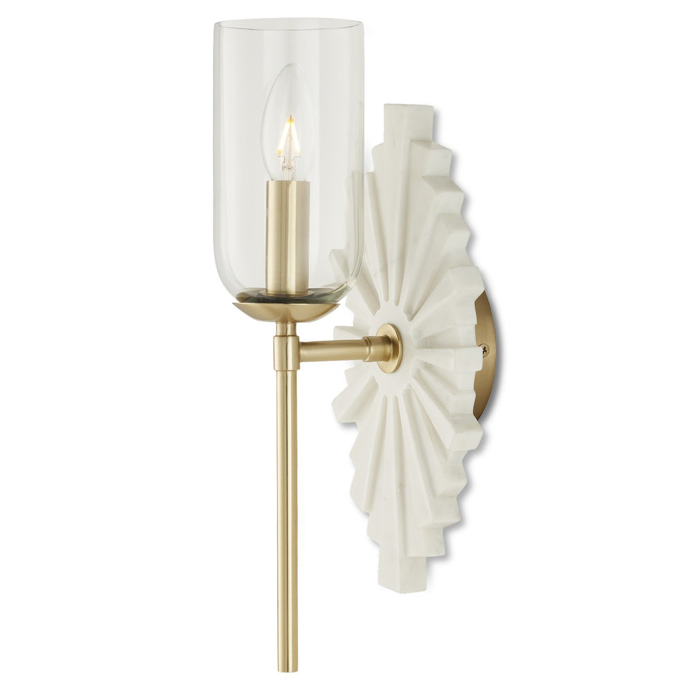 Currey and Company - One Light Wall Sconce - Benthos - White/Brass/Clear- Union Lighting Luminaires Decor