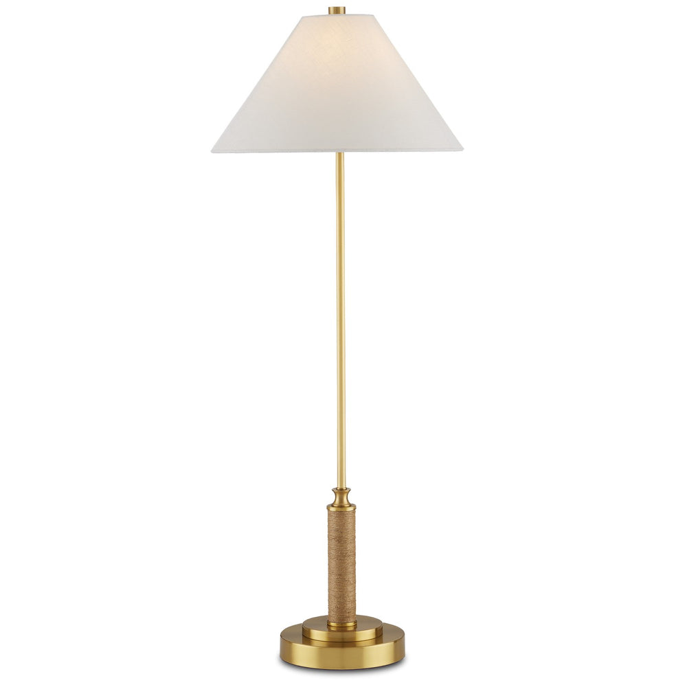 Currey and Company - One Light Table Lamp - Ippolito - Antique Brass/Natural- Union Lighting Luminaires Decor