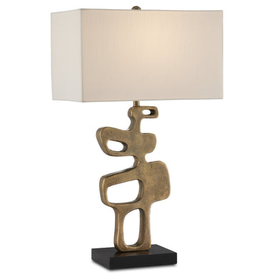 Currey and Company - One Light Table Lamp - Mithra - Antique Brass/Black- Union Lighting Luminaires Decor