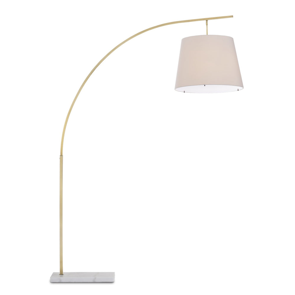 Currey and Company - Two Light Floor Lamp - Cloister Collection - Antique Brass/White- Union Lighting Luminaires Decor