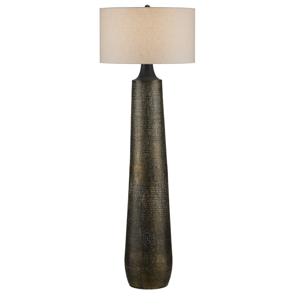 Currey and Company - One Light Floor Lamp - Brigadier Collection - Antique Brass/Black/Whitewash- Union Lighting Luminaires Decor
