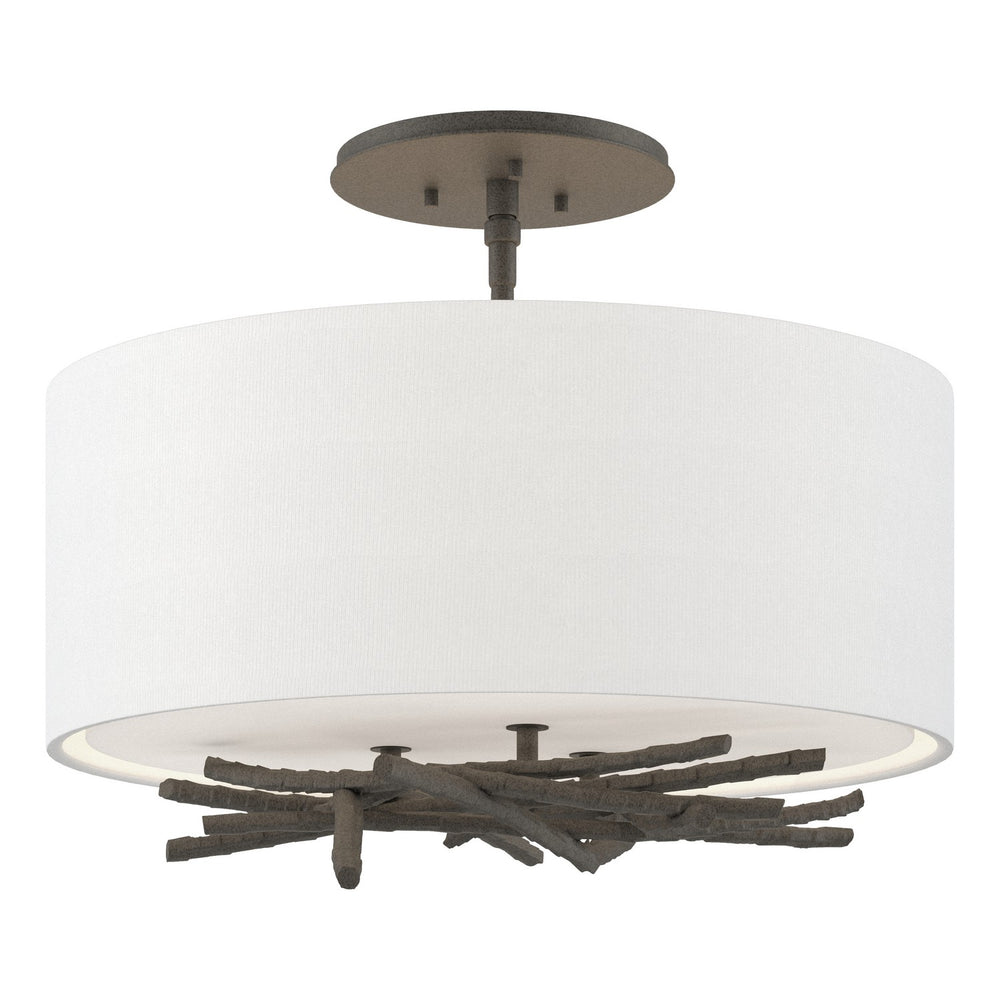 Hubbardton Forge - Three Light Semi-Flush Mount - Brindille - Natural Iron- Union Lighting Luminaires Decor