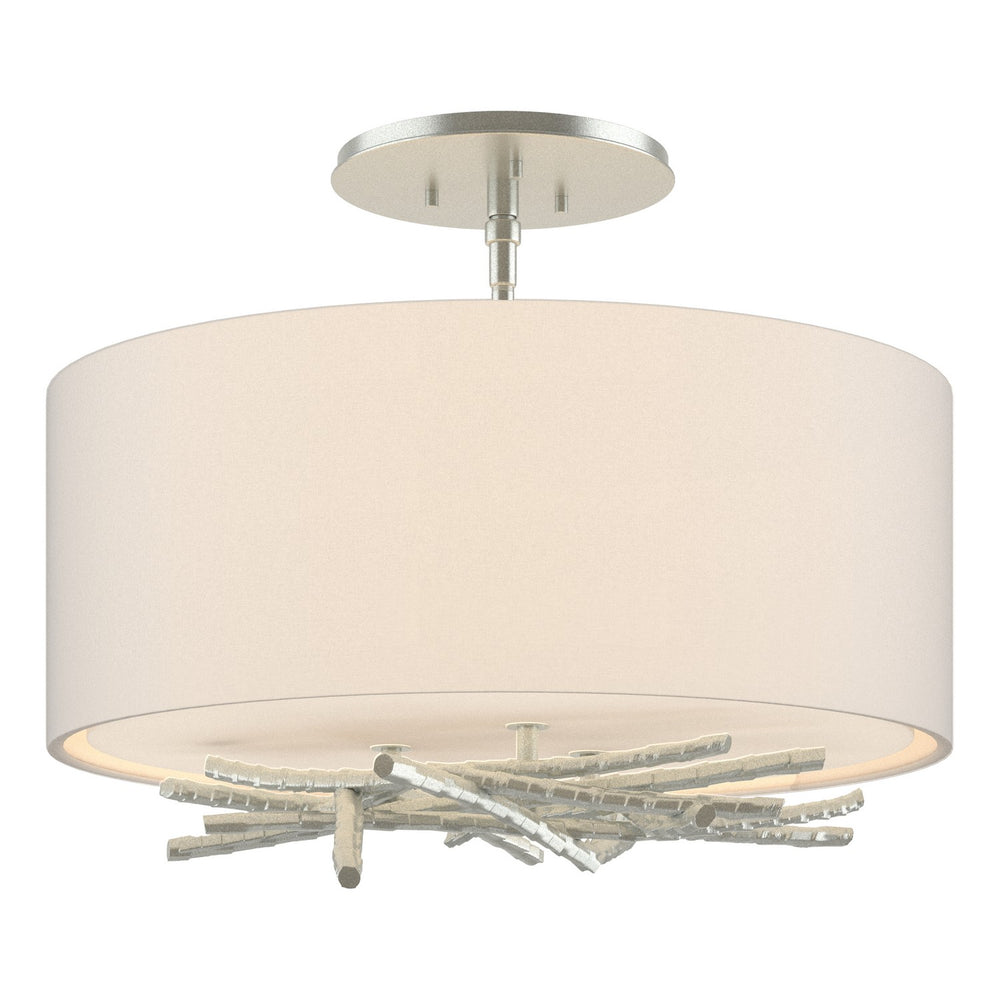 Hubbardton Forge - Three Light Semi-Flush Mount - Brindille - Vintage Platinum- Union Lighting Luminaires Decor