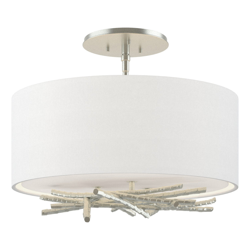 Hubbardton Forge - Three Light Semi-Flush Mount - Brindille - Vintage Platinum- Union Lighting Luminaires Decor