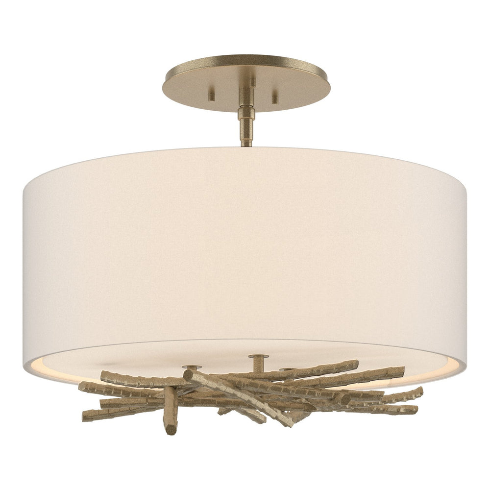 Hubbardton Forge - Three Light Semi-Flush Mount - Brindille - Soft Gold- Union Lighting Luminaires Decor