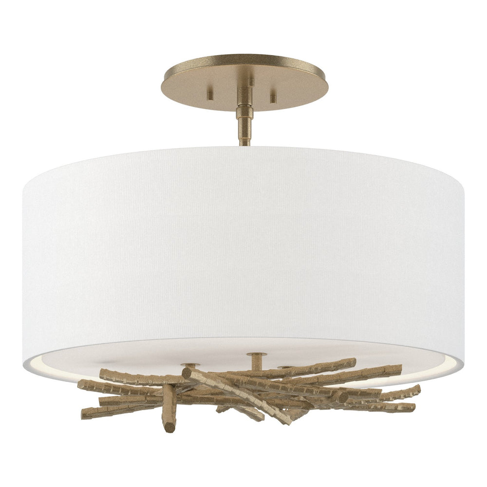 Hubbardton Forge - Three Light Semi-Flush Mount - Brindille - Soft Gold- Union Lighting Luminaires Decor