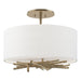 Hubbardton Forge - Three Light Semi-Flush Mount - Brindille - Soft Gold- Union Lighting Luminaires Decor