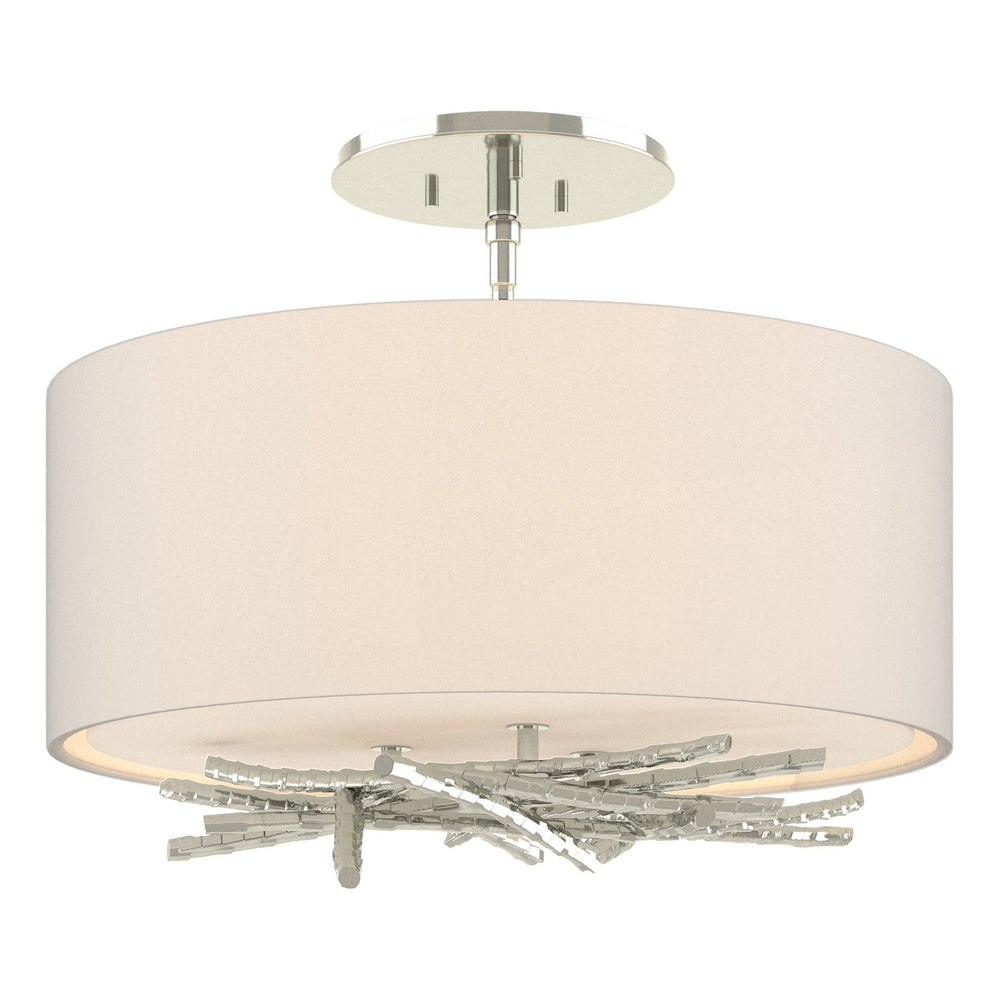 Hubbardton Forge - Three Light Semi-Flush Mount - Brindille - Sterling- Union Lighting Luminaires Decor