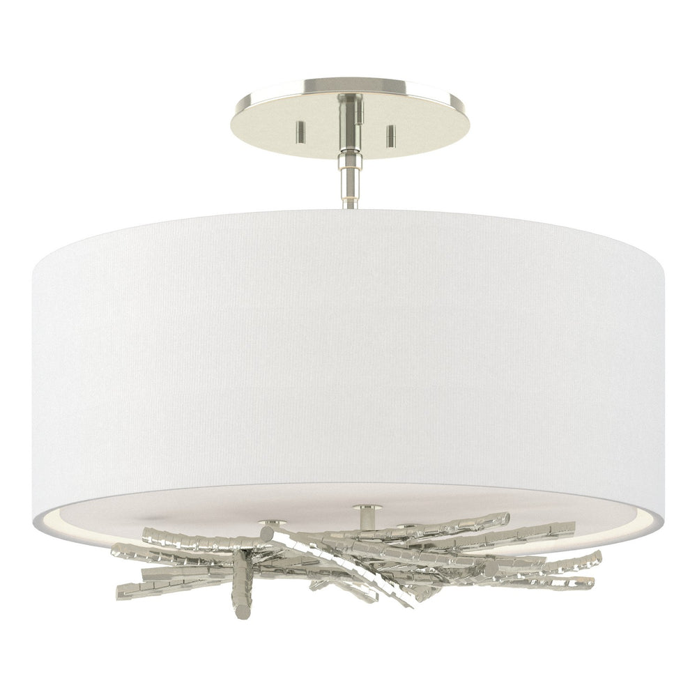 Hubbardton Forge - Three Light Semi-Flush Mount - Brindille - Sterling- Union Lighting Luminaires Decor