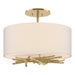 Hubbardton Forge - Three Light Semi Flush Mount - Brindille - Modern Brass- Union Lighting Luminaires Decor