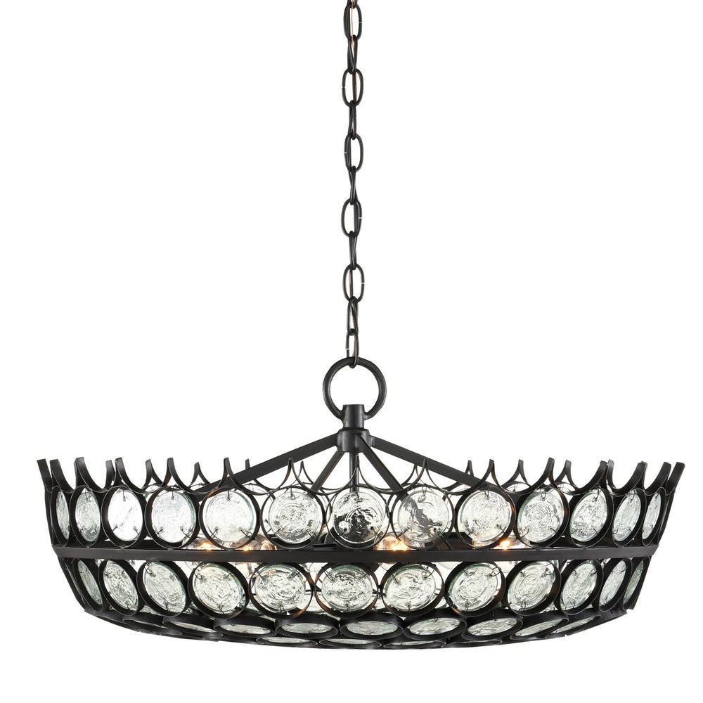 Currey and Company - Six Light Chandelier - Augustus - Clear/Satin Black- Union Lighting Luminaires Decor
