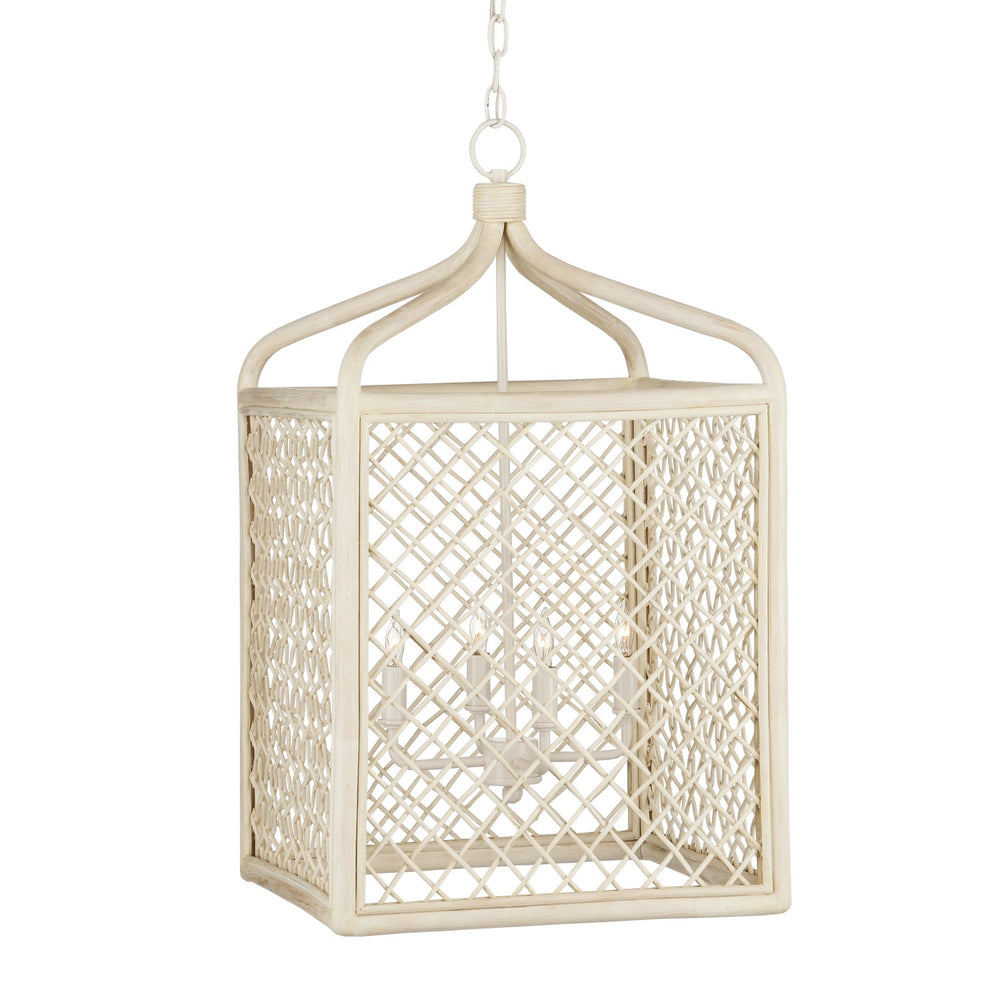 Currey and Company - Four Light Lantern - Wanstead Collection - Bleached Natural/Antique Pearl- Union Lighting Luminaires Decor