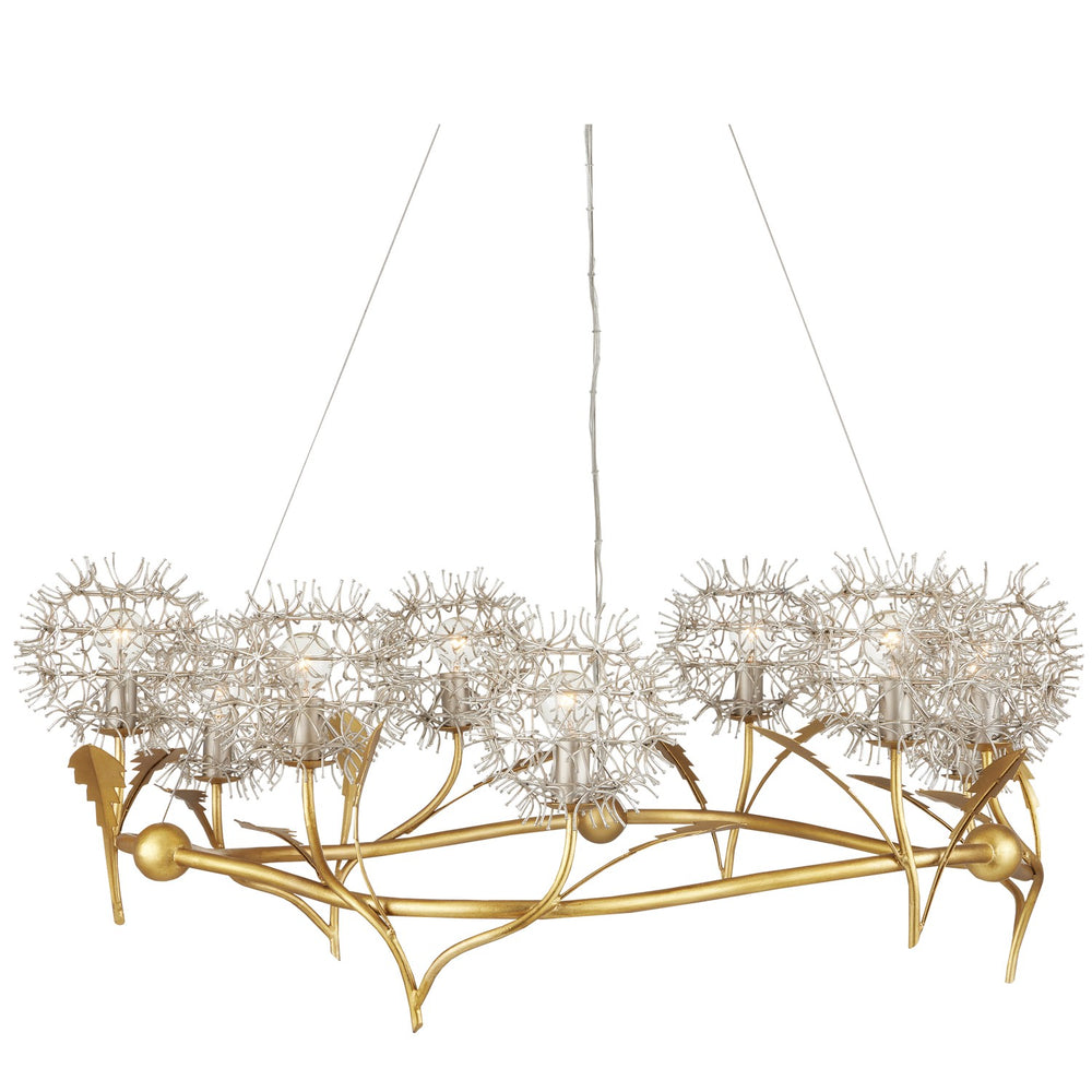 Currey and Company - Nine Light Chandelier - Dandelion - Contemporary Silver Leaf/Silver/Contemporary Gold Leaf- Union Lighting Luminaires Decor