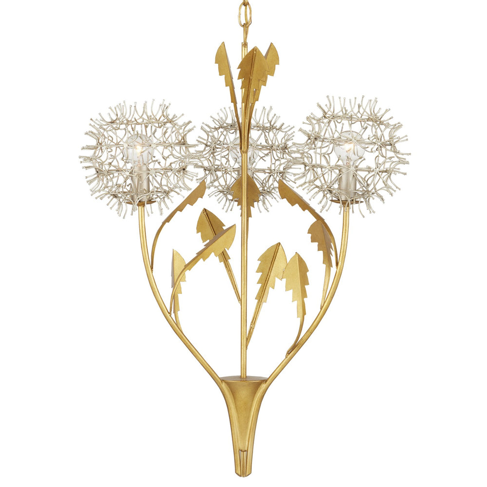 Currey and Company - Three Light Pendant - Dandelion - Contemporary Silver Leaf/Silver/Contemporary Gold Leaf- Union Lighting Luminaires Decor