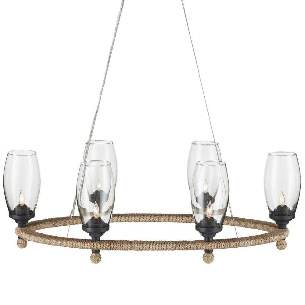 Currey and Company - Six Light Chandelier - Hightider Collection - Natural/Clear/French Black- Union Lighting Luminaires Decor