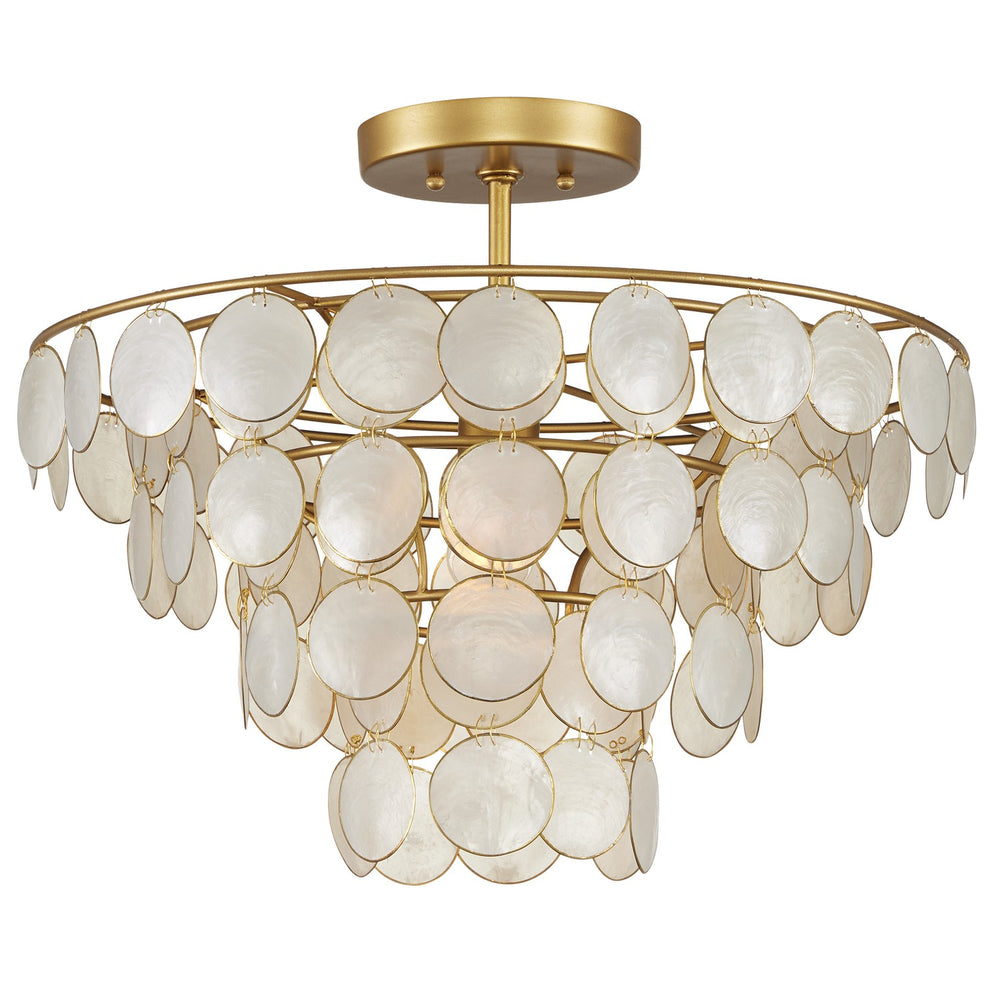 Currey and Company - One Light Semi-Flush Mount - Bon Vivant - Natural/Gold- Union Lighting Luminaires Decor