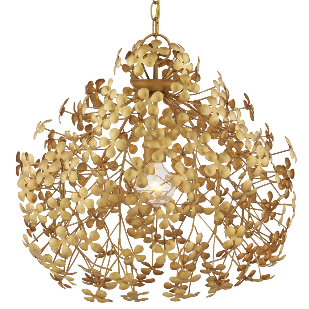 Currey and Company - One Light Pendant - Cloverfield Collection - Contemporary Gold Leaf/Gold- Union Lighting Luminaires Decor