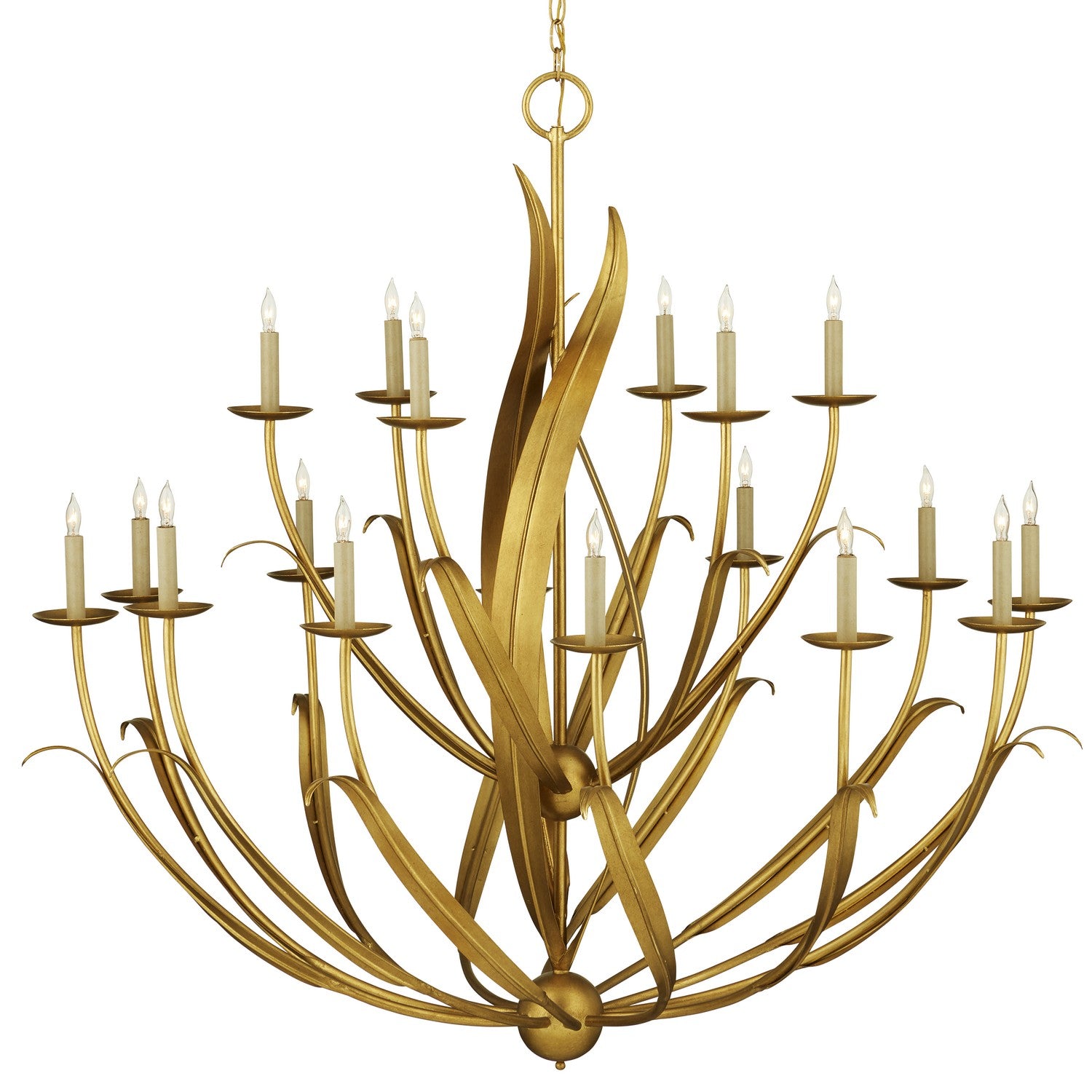 Currey and Company - 18 Light Chandelier - Menefee - Antique Gold Leaf- Union Lighting Luminaires Decor