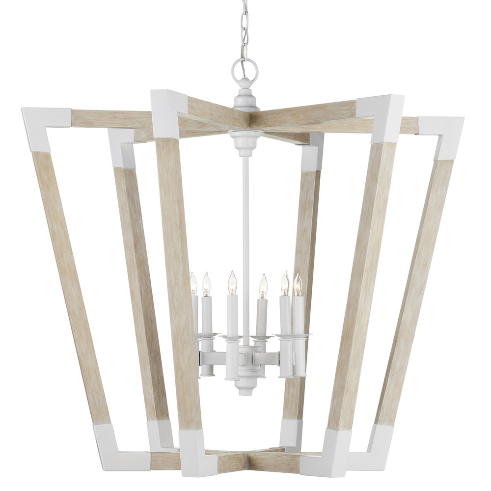 Currey and Company - Six Light Lantern - Bastian - Sugar White/Sandstone- Union Lighting Luminaires Decor