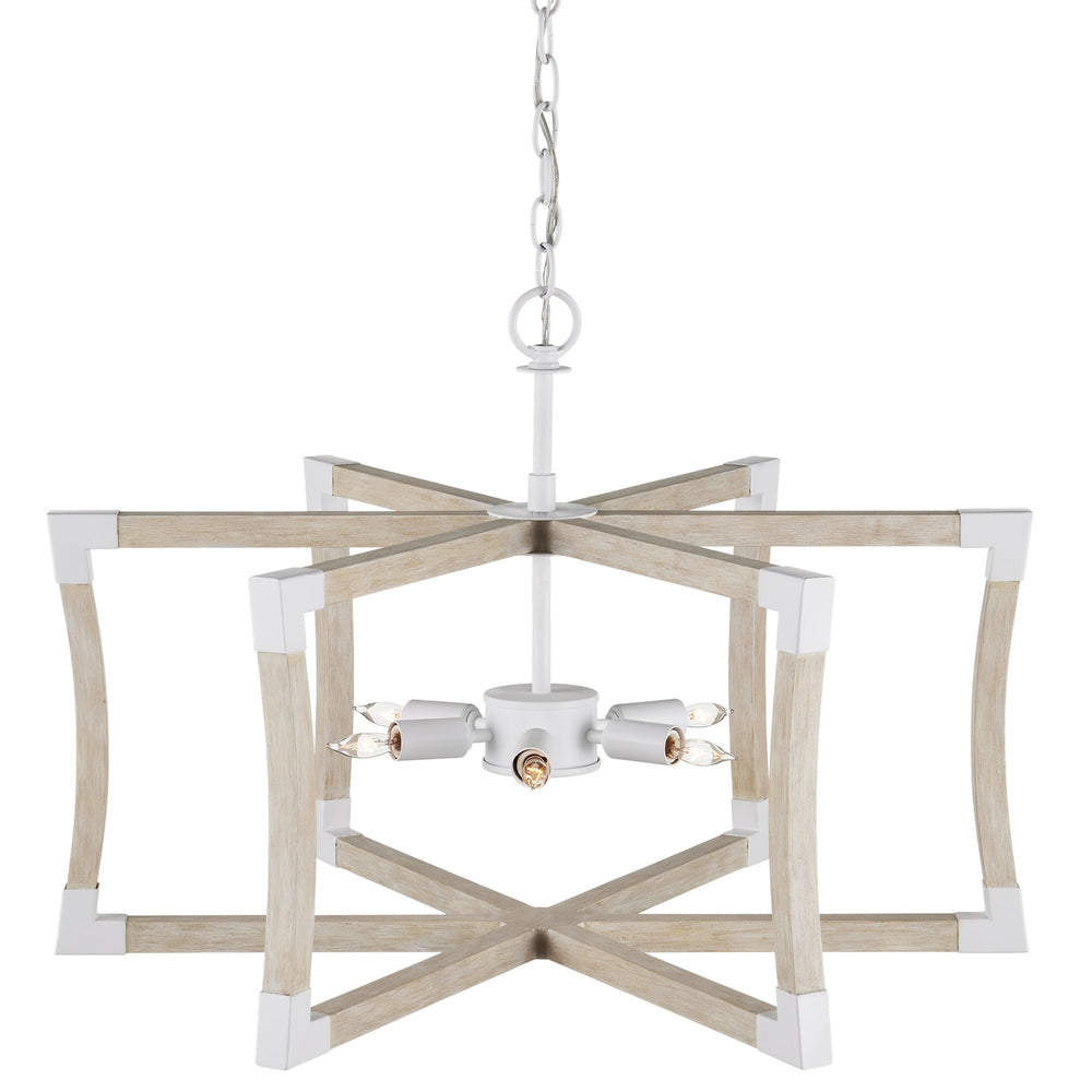 Currey and Company - Six Light Lantern - Bastian - Sugar White/Sandstone- Union Lighting Luminaires Decor