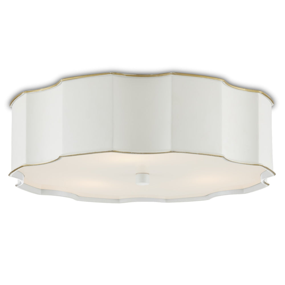 Currey and Company - Three Light Flush Mount - Wexford - Snow White/Gold/White- Union Lighting Luminaires Decor