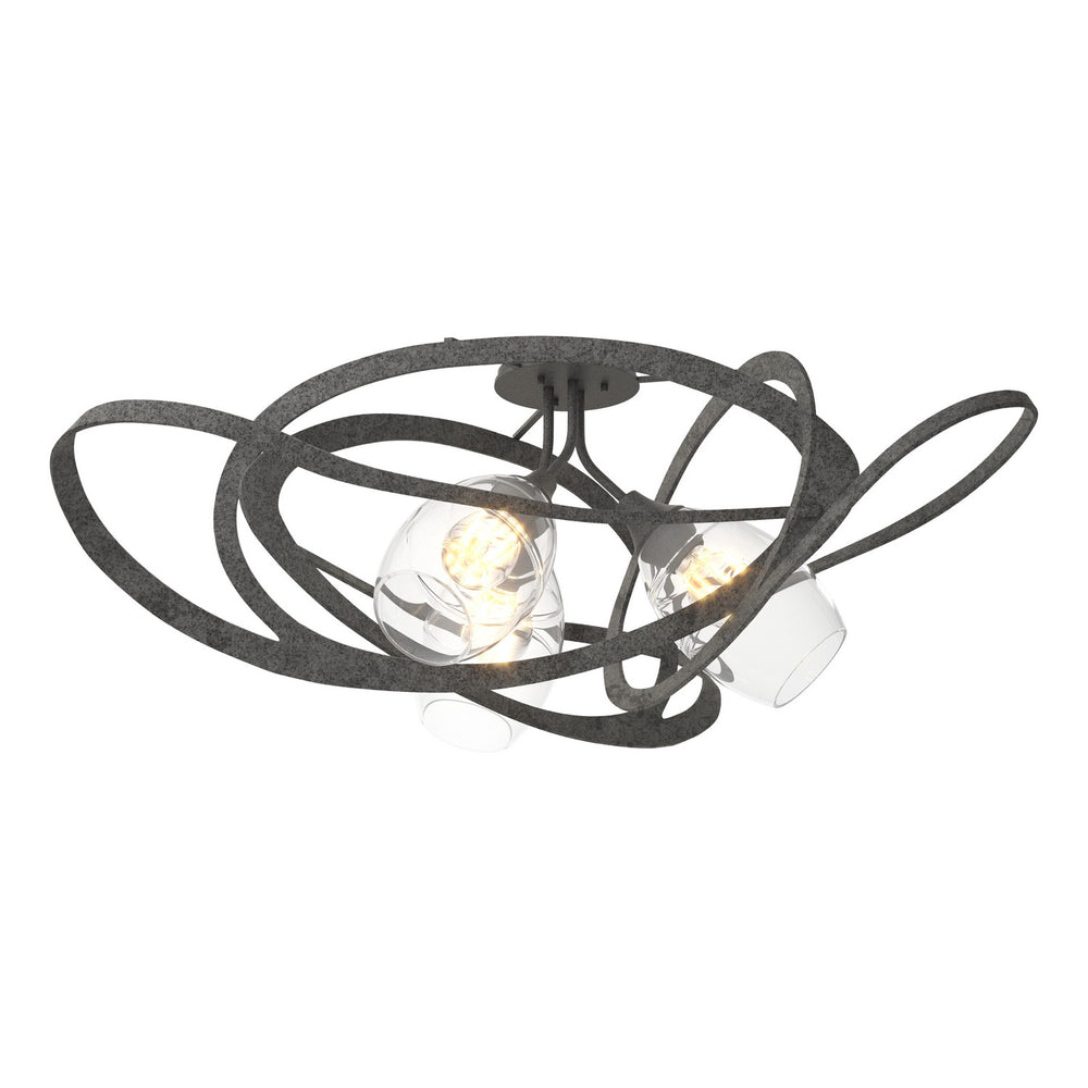 Hubbardton Forge - Three Light Semi-Flush Mount - Nest - Natural Iron- Union Lighting Luminaires Decor