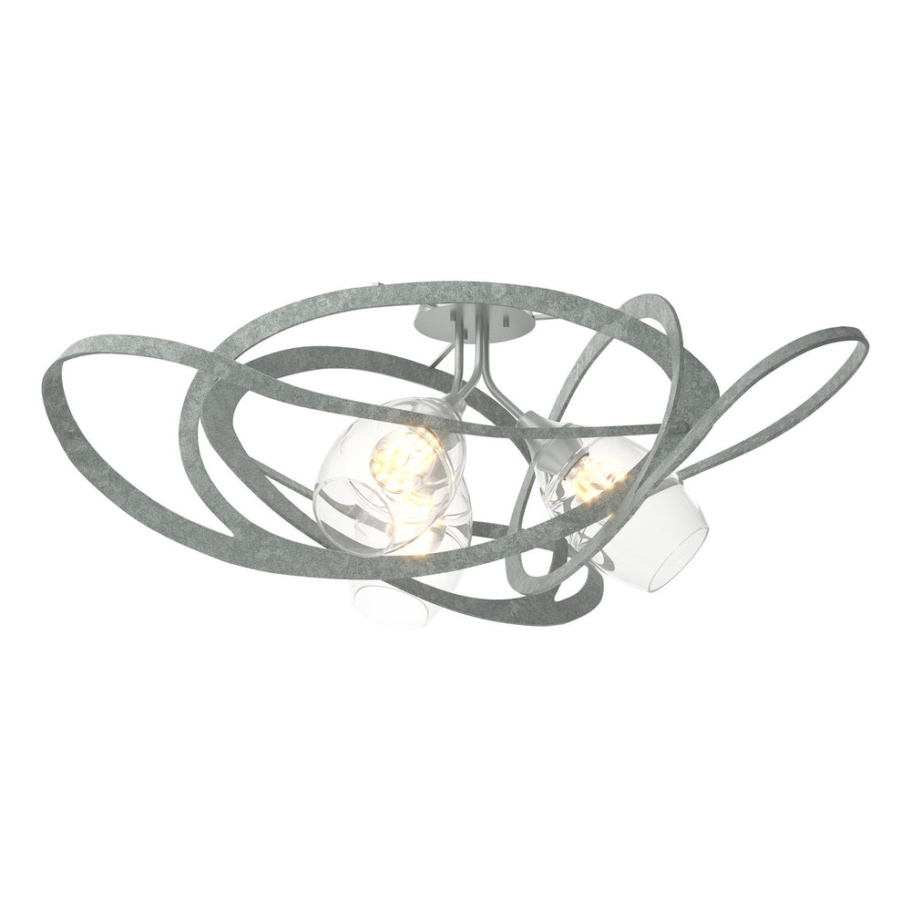 Hubbardton Forge - Three Light Semi-Flush Mount - Nest - Vintage Platinum- Union Lighting Luminaires Decor