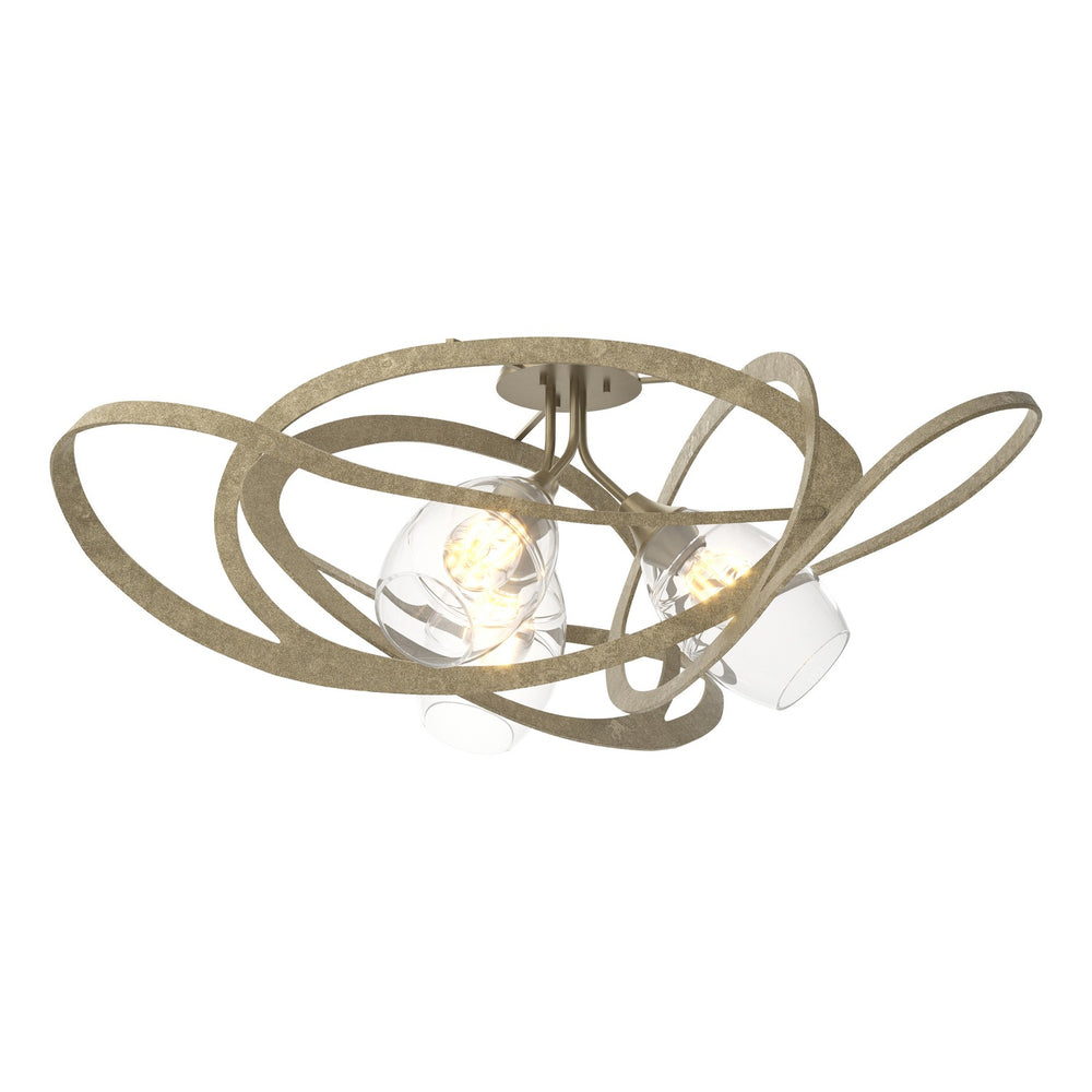 Hubbardton Forge - Three Light Semi-Flush Mount - Nest - Soft Gold- Union Lighting Luminaires Decor