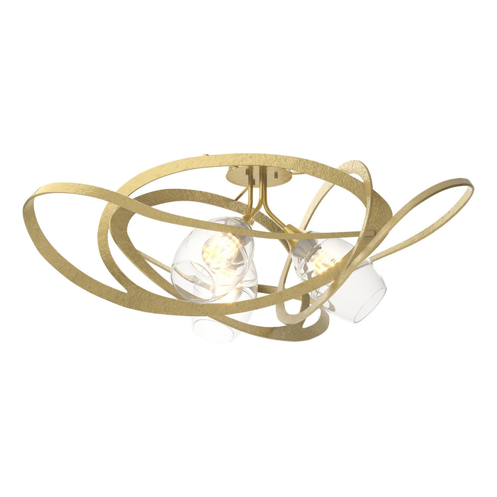 Hubbardton Forge - Three Light Semi Flush Mount - Nest - Modern Brass- Union Lighting Luminaires Decor
