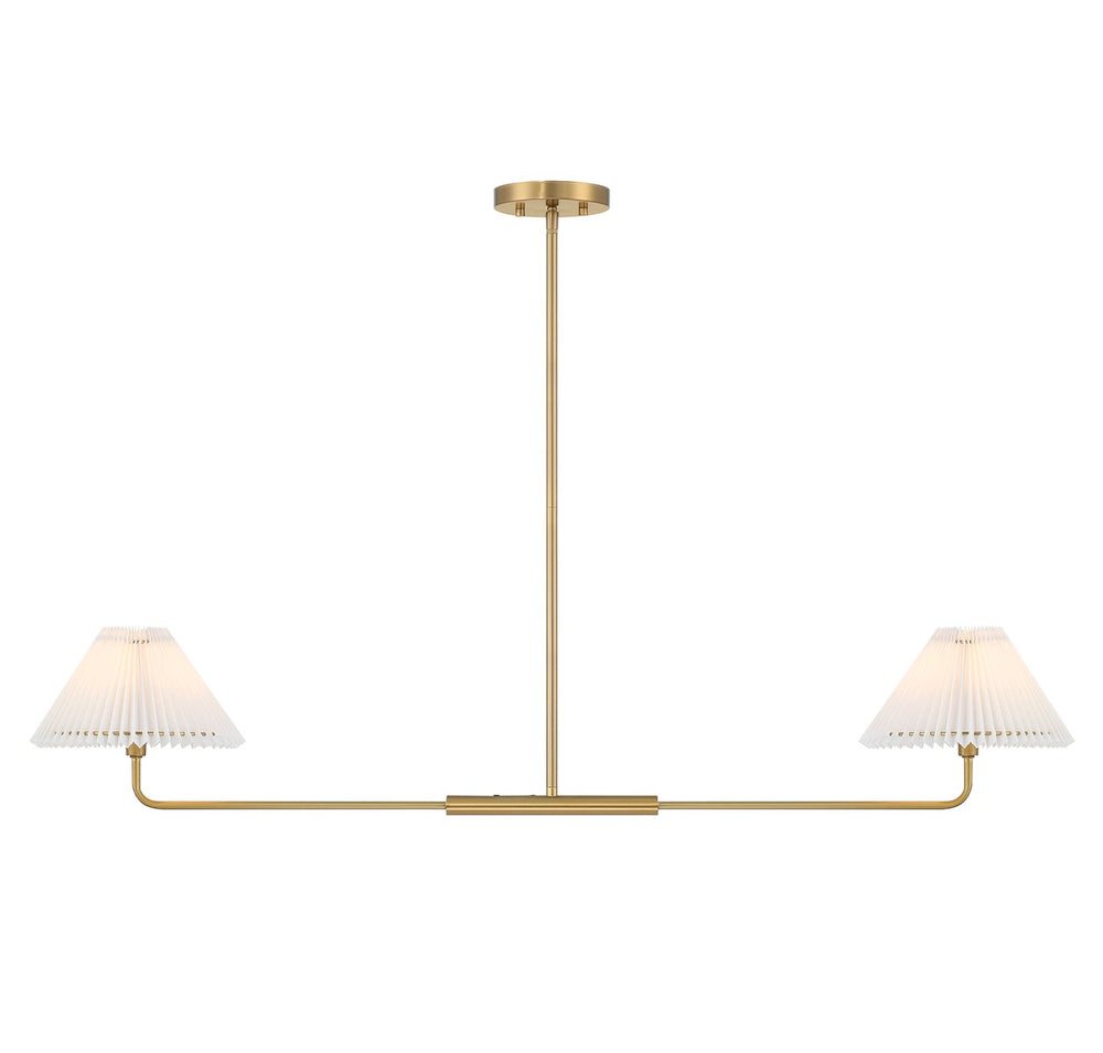 Meridian - Two Light Linear Chandelier - Natural Brass- Union Lighting Luminaires Decor