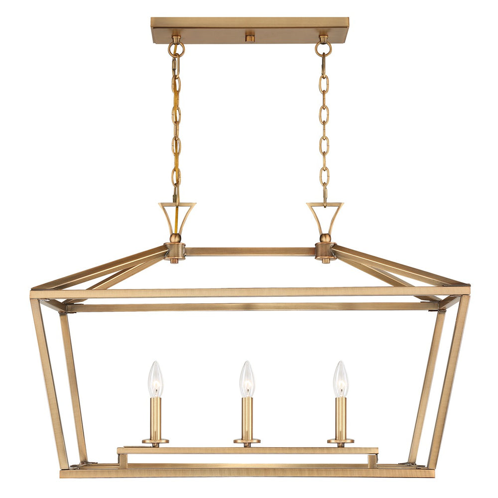 Savoy House - Three Light Linear Chandelier - Townsend - Warm Brass- Union Lighting Luminaires Decor