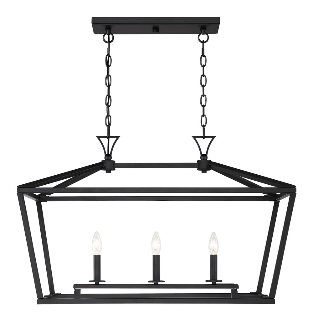 Savoy House - Three Light Linear Chandelier - Townsend - Matte Black- Union Lighting Luminaires Decor