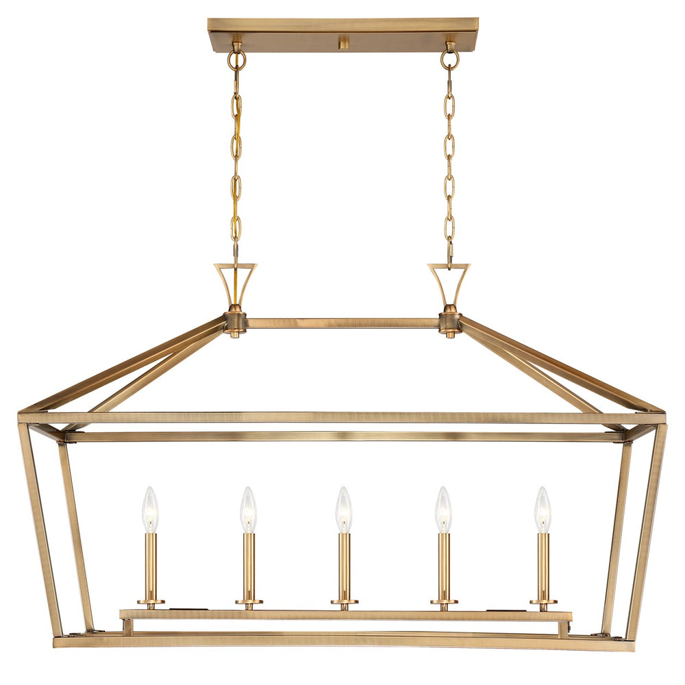 Savoy House - Five Light Linear Chandelier - Townsend - Warm Brass- Union Lighting Luminaires Decor