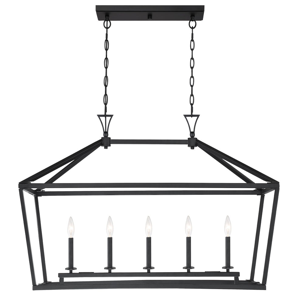 Savoy House - Five Light Linear Chandelier - Townsend - Matte Black- Union Lighting Luminaires Decor