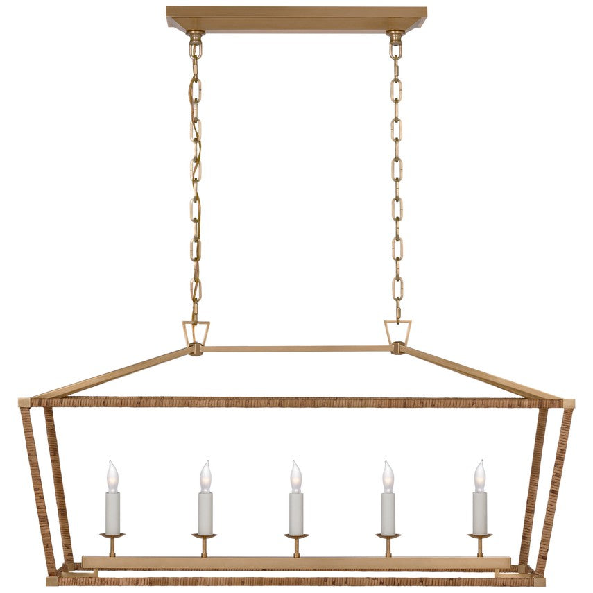 Visual Comfort Signature Canada - LED Linear Lantern - Darlana Wrapped - Polished Nickel and Natural Rattan- Union Lighting Luminaires Decor