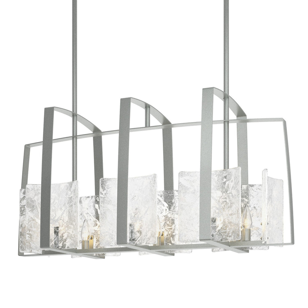 Hubbardton Forge - Eight Light Linear Pendant - Arc - Vintage Platinum- Union Lighting Luminaires Decor
